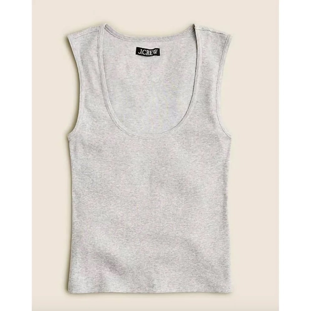 J.Crew Gray Fine Rib Scoop Neck Tank Top Medium‎